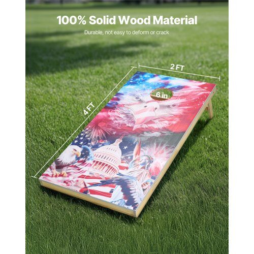 Cornhole-set, 125,5x60x30,2 cm, massivt trä, portabelt spel