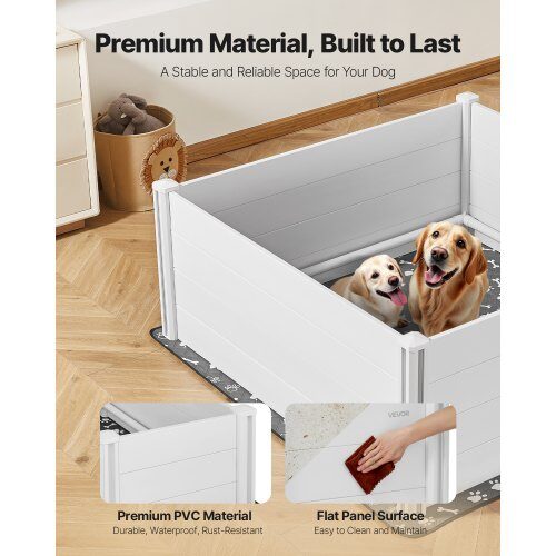 Hvalpekasse, 1520x1520x610 mm, Hvid, Plast