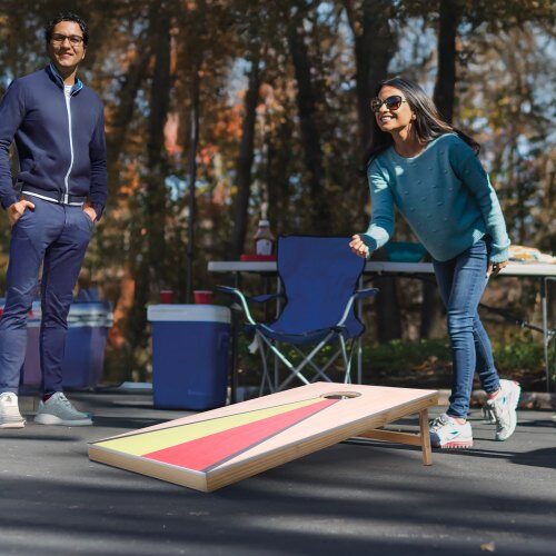 Cornhole-pelisetti, 125.5x60x30.2 cm, massiivipuu, kannettava peli