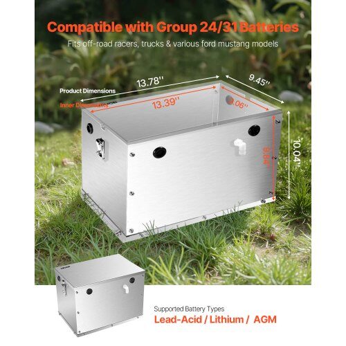 Batteriboks, aluminiumlegering, 35x24x25.5 cm, opbevaringskasse