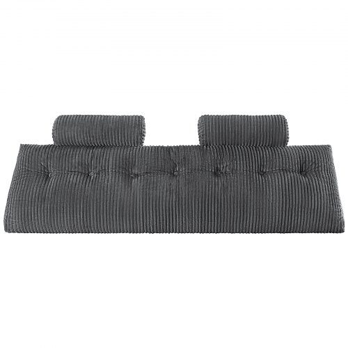 Hovedgærde Pude, King Size Kile, 192x20.5x53 cm, Grå, Velourstof