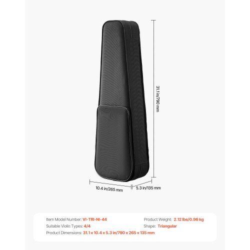 Fiolfodral 79x26.5x13.5 cm svart, nylon, vattentät, portabel