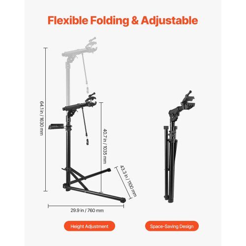 Cykelreparationsställ, 110x76x169,5 cm, Justerbar, Fällbar, Aluminium