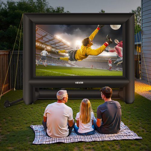 Uppblåsbar filmduk 413x200x330 cm vit, tvättbart tyg, utomhusunderhållning
