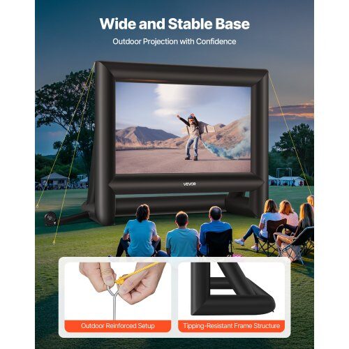 Uppblåsbar filmduk 413x200x330 cm vit, tvättbart tyg, utomhusunderhållning