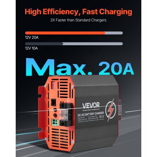 Batteriladdare, 12V 20A DC till DC 250W, aluminiumlegering