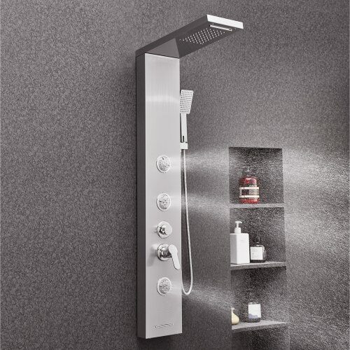 Duschpanel tornsystem, 134,5x20x46 cm, Silver, Rostfritt stål