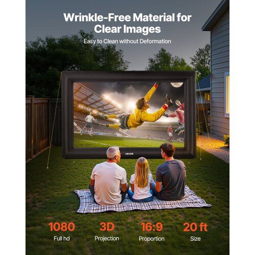 Uppblåsbar filmduk 513x185x330 cm vit, tvättbart tyg, utomhusunderhållning