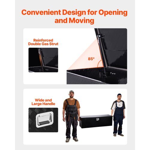 Lastbil lad værktøjskasse, 124.6x38.1x38.1 cm, sort, aluminium opbevaring