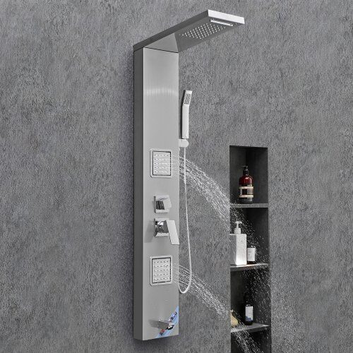 Duschpanel tornsystem, 134,5x20x46 cm, Silver, Rostfritt stål