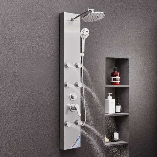Duschpanel tornsystem, 124x20x45 cm, Silver, Rostfritt stål