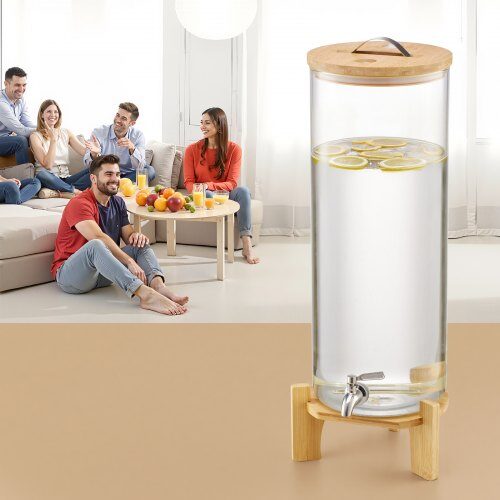 Dryckesdispenser, 20.5x20.5x63.7 cm, Transparent, Glas med träställning