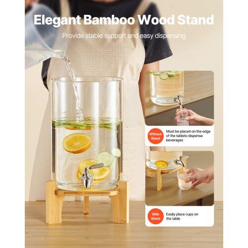 Dryckesdispenser, 20.5x20.5x43.4 cm, Transparent, Glas, Träställning