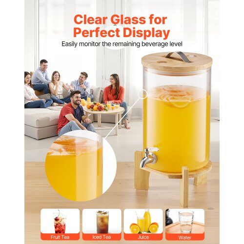 Dryckesdispenser, 20.5x20.5x43.4 cm, Transparent, Glas, Träställning