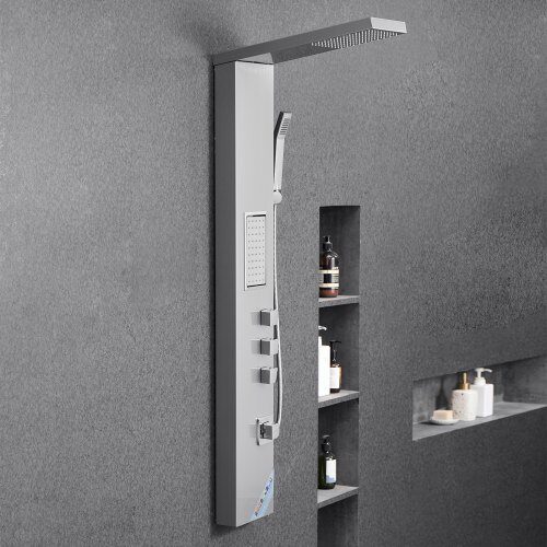 Brusesøjle Panel System, 134.5x20x46 cm, Sølv, Rustfrit Stål