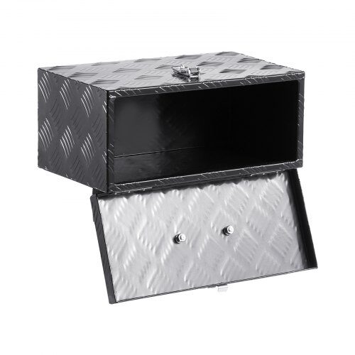 Verktygslåda för lastbilsflak, 40.6x19x25.4 cm, svart, aluminiumförvaring