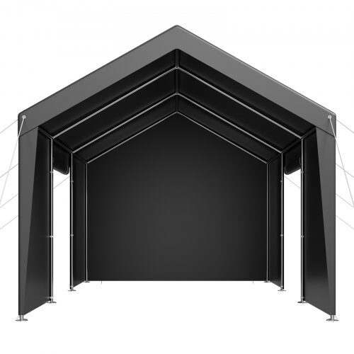 Carport, 365x609x302 cm, Grå, Stålram