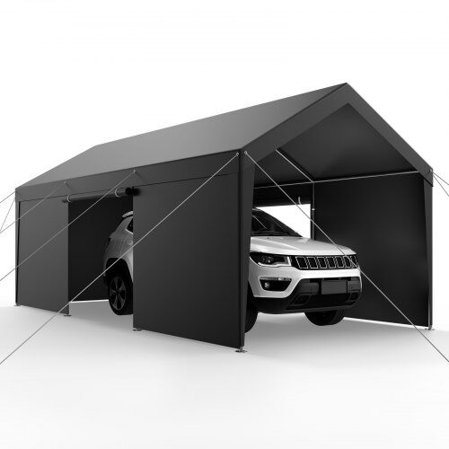 Carport, 305x609x287 cm, Grå, Robust utomhusskydd