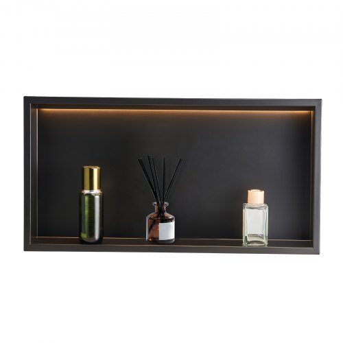 Duschnisch 33x63,5x10,2 cm Svart Rostfritt Stål LED Förvaring