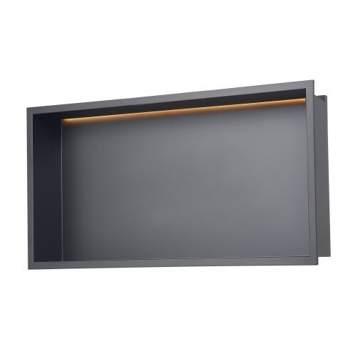 Duschnisch 33x63,5x10,2 cm Svart Rostfritt Stål LED Förvaring
