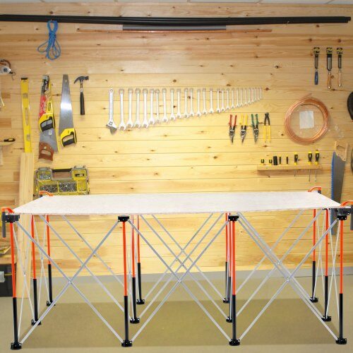 Sammenklappeligt arbejdsbord, 186,5x126,1x73,3 cm, opbevaringstaske, aluminium