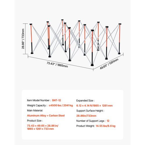 Sammenklappeligt arbejdsbord, 186,5x126,1x73,3 cm, opbevaringstaske, aluminium