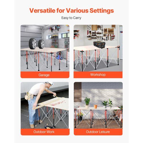 Sammenklappeligt arbejdsbord, 186,5x126,1x73,3 cm, opbevaringstaske, aluminium