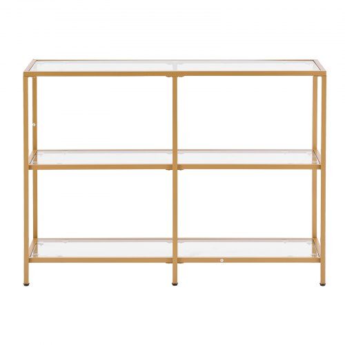 Konsolbord, 100x30x72.9 cm, Guld, Glas och Järn