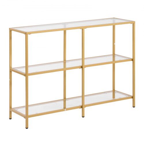 Konsolbord, 100x30x72.9 cm, Guld, Glas och Järn