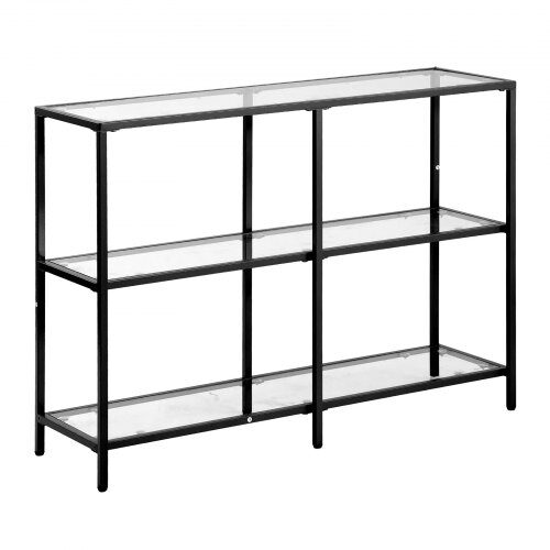 Konsolipöytä, 3-tasoinen karkaistu lasi, 100x30x72.9 cm, musta, säilytys