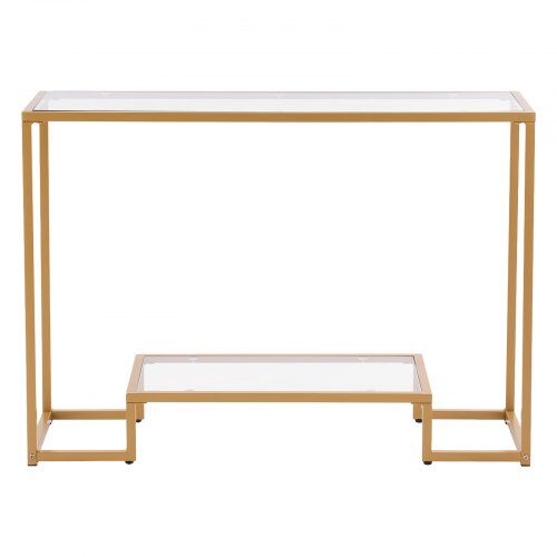 Konsolbord, 107x35.4x75.5 cm, Guld, Glas och Järn