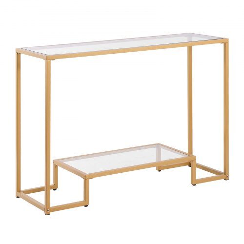 Konsolbord, 107x35.4x75.5 cm, Guld, Glas och Järn