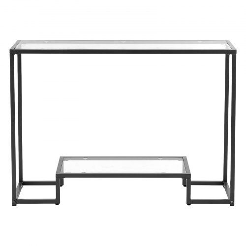 Konsolbord, 107x35,4x75,5 cm, Svart, Glas och Järn