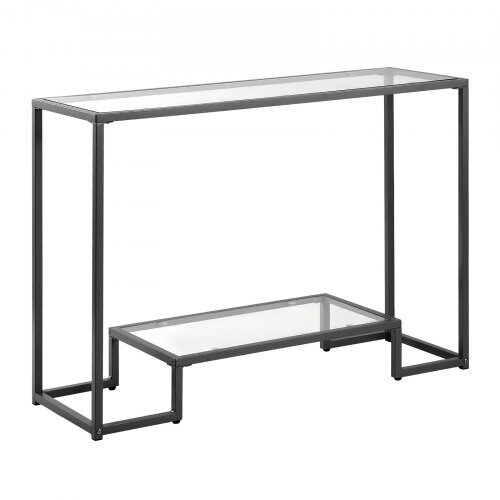 Konsolbord, 107x35,4x75,5 cm, Svart, Glas och Järn
