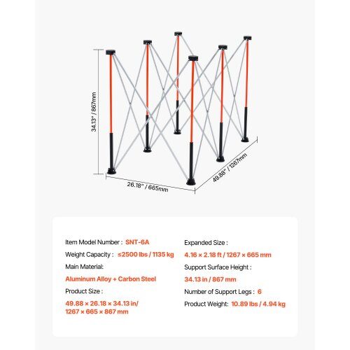 Sammenklappeligt arbejdsbord, 126,7x66,5x86,7 cm, bærbar, aluminium