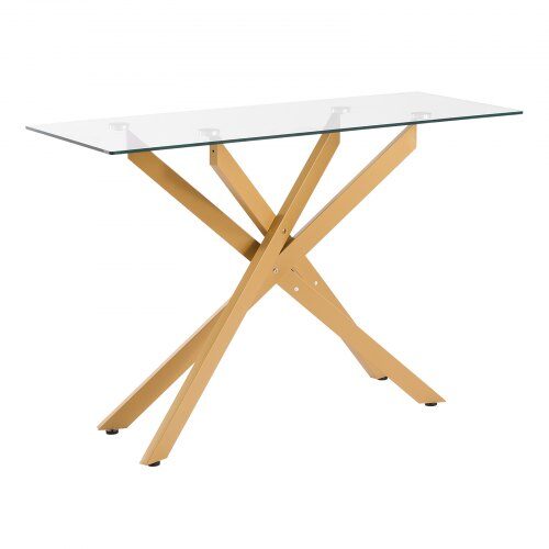 Soffbord, 114.3x45.7x76.2 cm, Guld, Glas och Järn