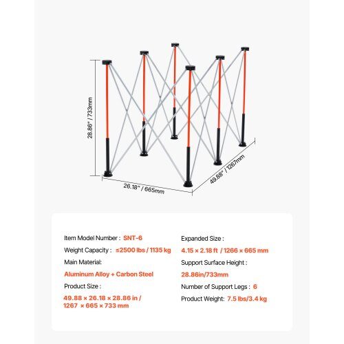 Sammenklappeligt arbejdsbord, 126,6x66,5x73,3 cm, opbevaringstaske, aluminium