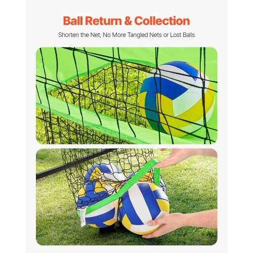 Volleybollträningsnät, höjdjusterbart med bollretur, 244x335 cm