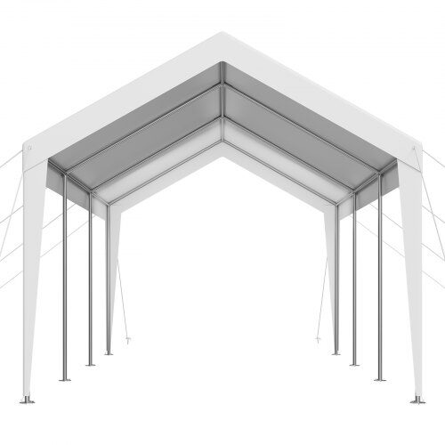 Carport, 305x609x287 cm, Hvid, Galvaniseret stål
