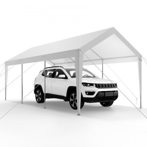Carport, 305x609x287 cm, Hvid, Galvaniseret stål