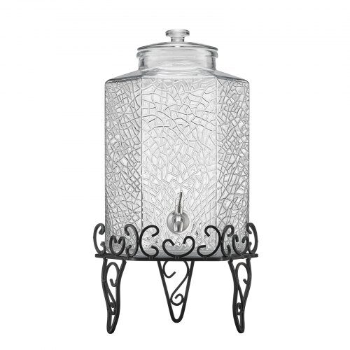 Drikkevareautomat, 40x21x21 cm, 10L, Glas, Transparent, Metalstativ