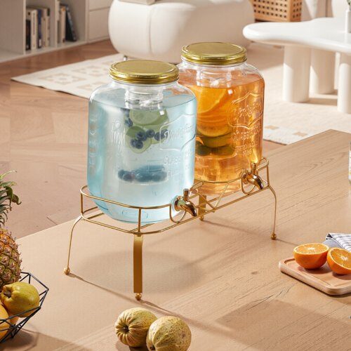 Dryckesdispenser, 41.4x17.7x44 cm, Glas, Rostfritt stål, Transparent