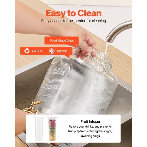 Dryckesdispenser, 41.4x17.7x44 cm, Glas, Rostfritt stål, Transparent