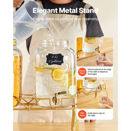Dryckesdispenser, 41.4x17.7x44 cm, Glas, Rostfritt stål, Transparent