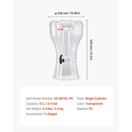 Dryckesdispenser, 35x54 cm, Transparent, Plast