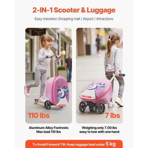Ride-on kuffert, 20L, 33x28x52 cm, Lilla, Scooter