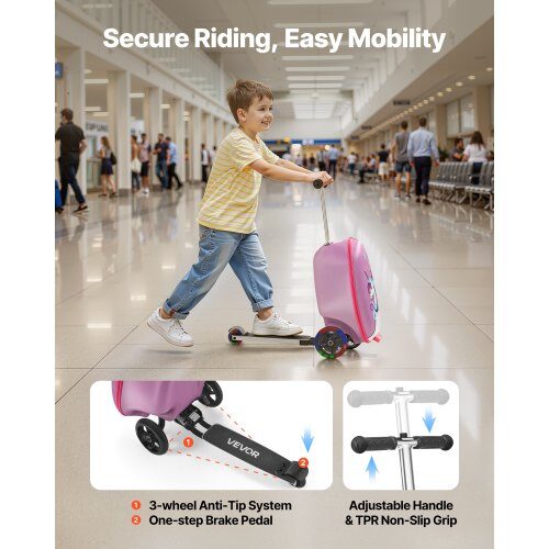 Ride-on kuffert, 20L, 33x28x52 cm, Lilla, Scooter