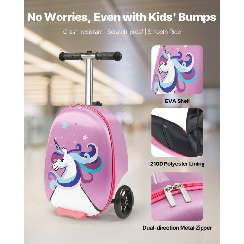 Ride-on kuffert, 20L, 33x28x52 cm, Lilla, Scooter