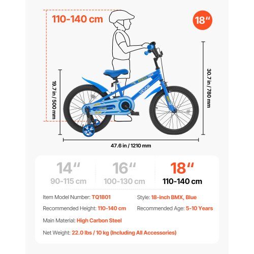 Børnecykel, BMX-stil, 121x50x78 cm, Blå