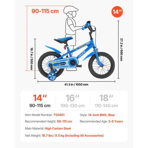 Børnecykel BMX-stil, 105x50x69 cm, Blå, Stål